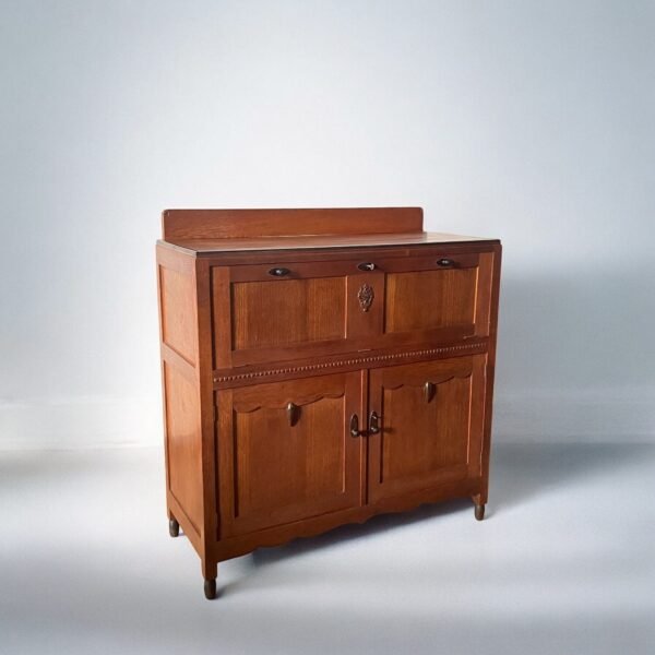 An antique oak secretary cabinet - Image 7