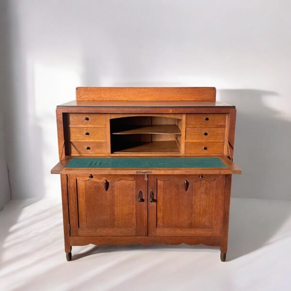 An antique oak secretary cabinet - Image 9