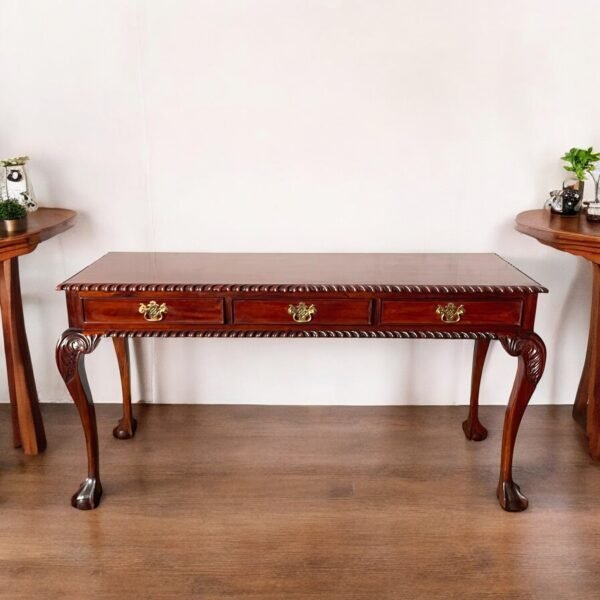 Antique Mahogany Chippendale-Style Writing Desk - Image 3