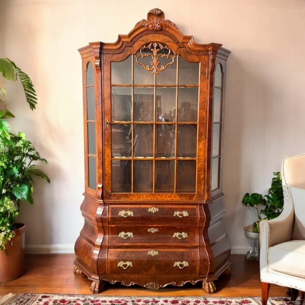 Antique Dutch Bombe Display Cabinet