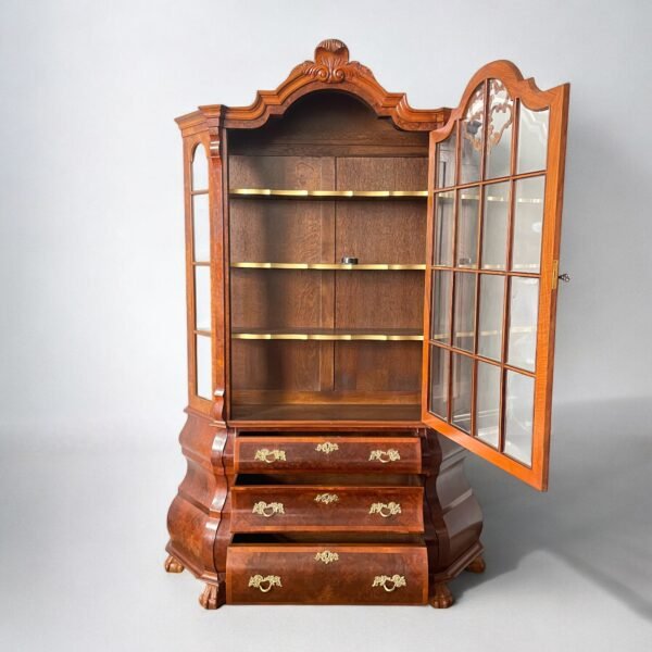 Antique Dutch Bombe Display Cabinet - Image 3