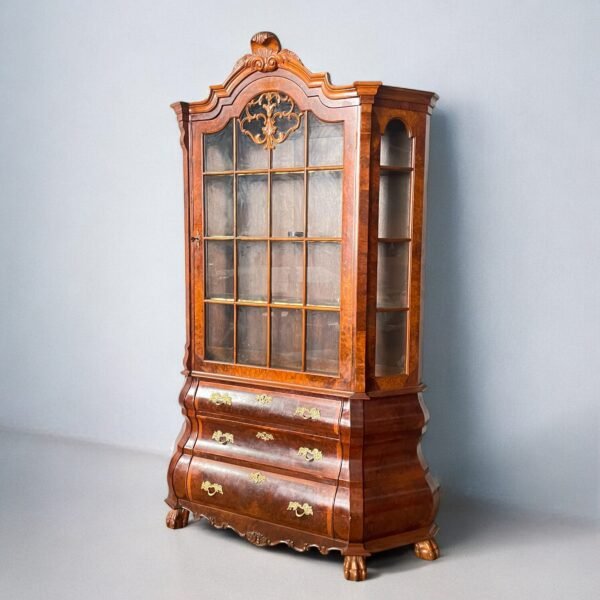 Antique Dutch Bombe Display Cabinet - Image 4