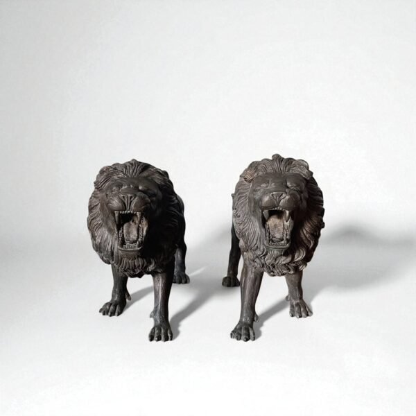 Bronze lion sculptures
